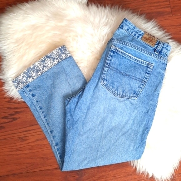 Vintage 90's/Y2K Grunge Unionbay Highwaisted Print Cuff Jeans - Picture 2 of 8